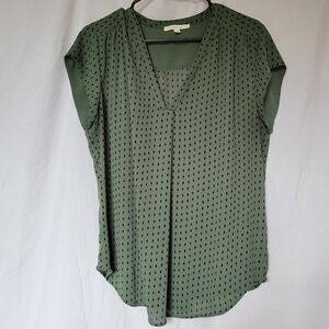 Fun 2 Fun Olive V-Neck Blouse